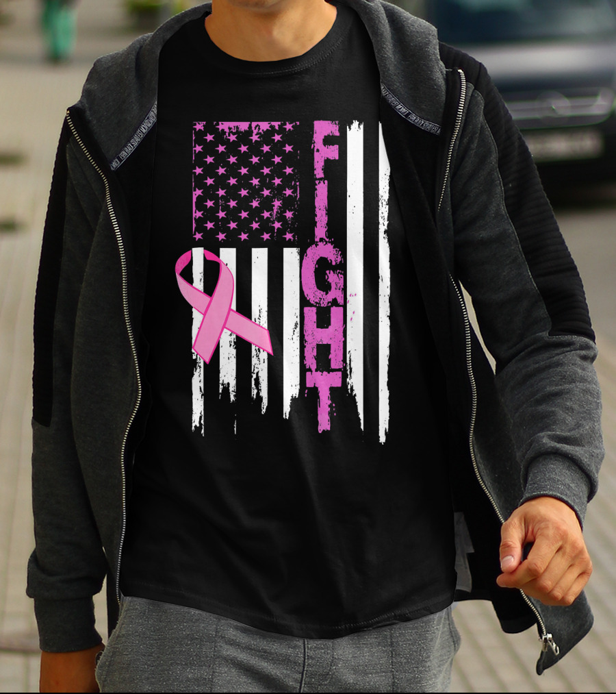 Fight Pink Ribbon Relay For Life Day Flag T-Shirt