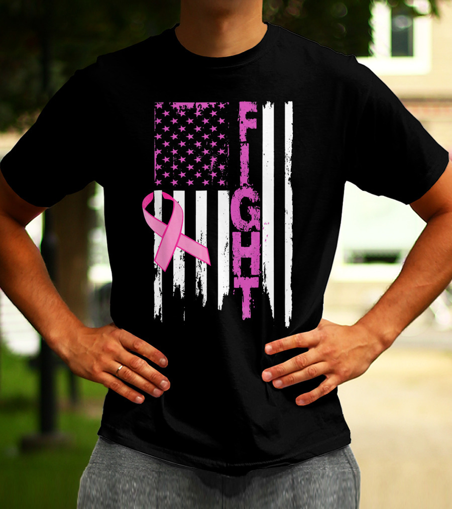 Fight Pink Ribbon Relay For Life Day Flag T-Shirt