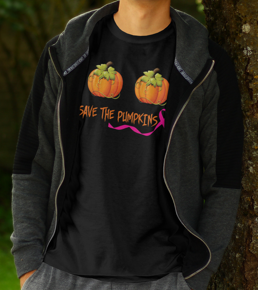 Save The Pumpkins Support Breast Cancer Awareness Pink T-Shirt