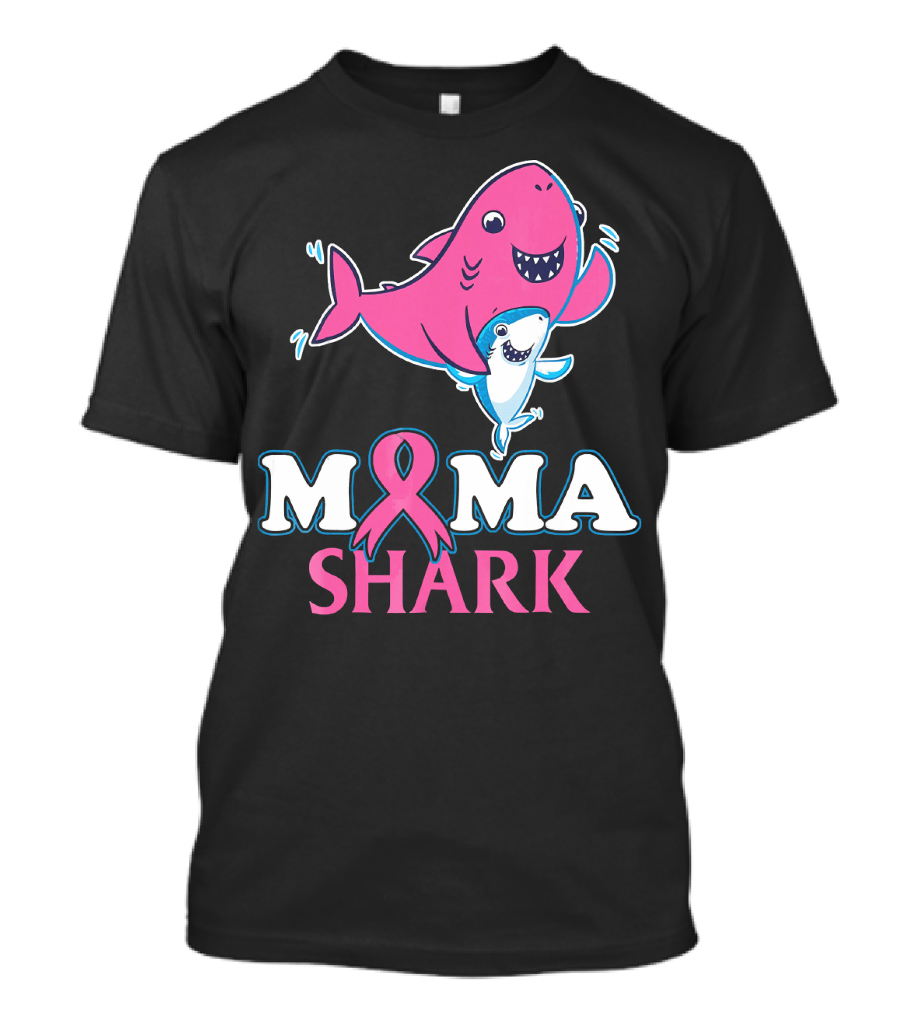 Mama Shark Breast Cancer Awareness Pink T-Shirt