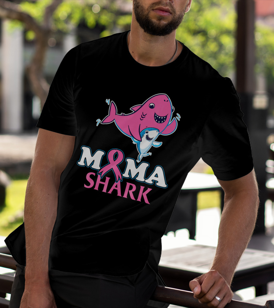 Mama Shark Breast Cancer Awareness Pink T-Shirt