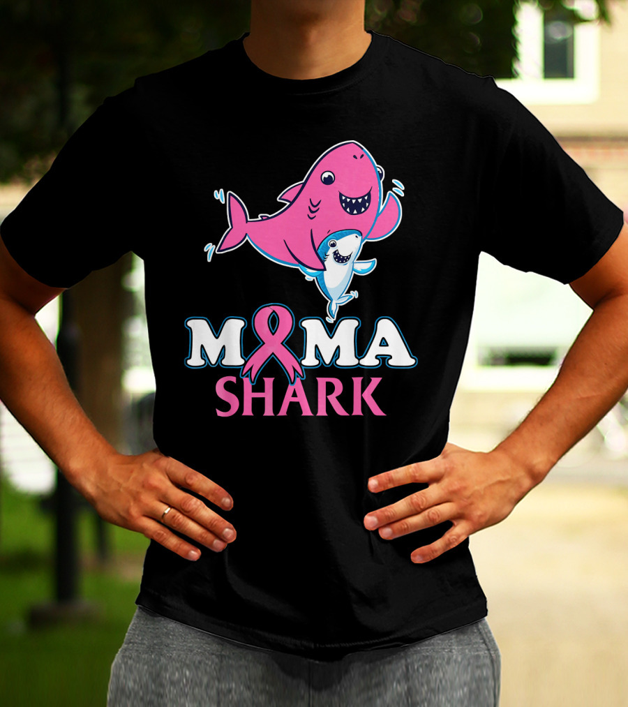 Mama Shark Breast Cancer Awareness Pink T-Shirt