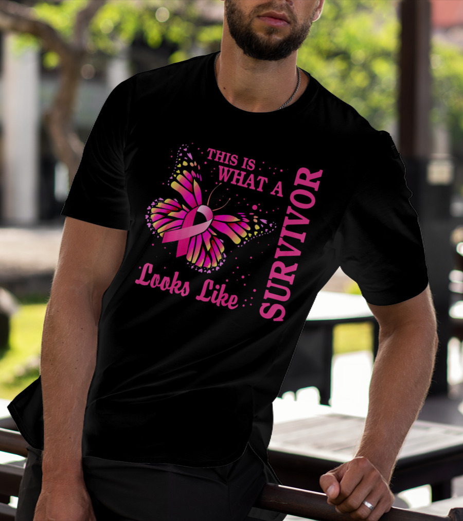 This Is What A Survivor Looks Like Brea Butterfly Pink T-Shirt