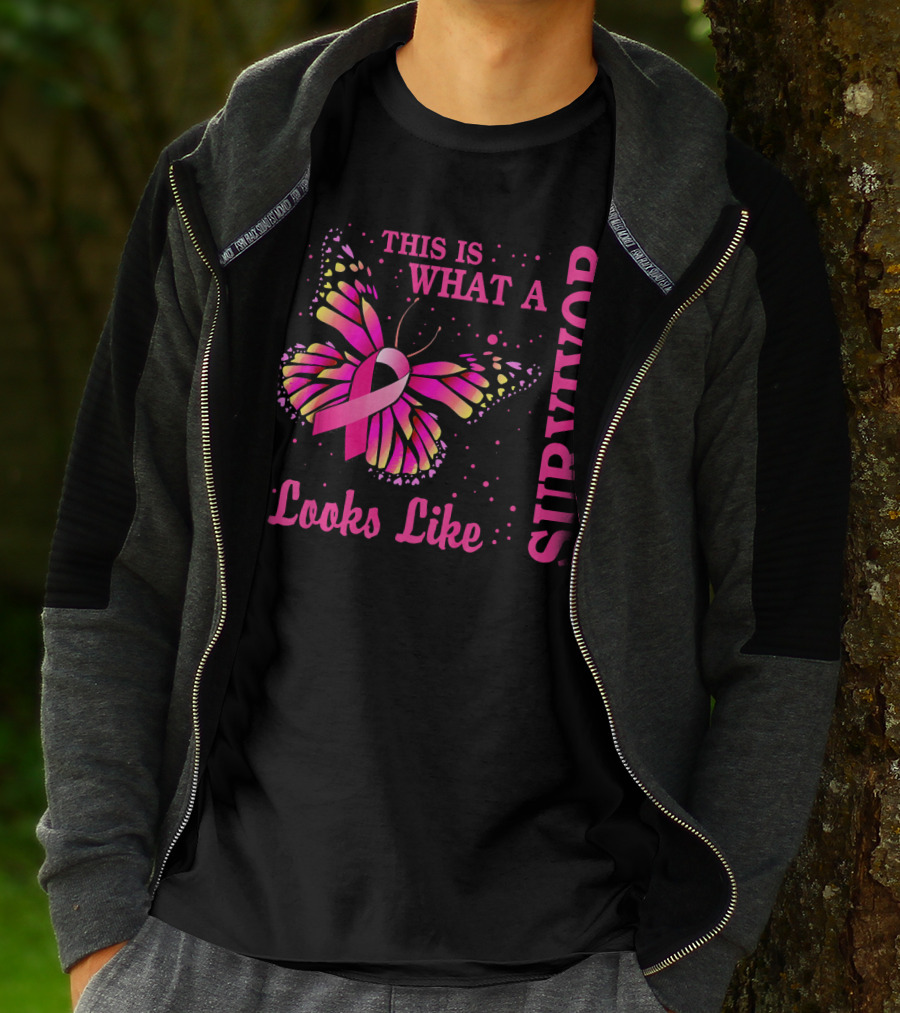 This Is What A Survivor Looks Like Brea Butterfly Pink T-Shirt