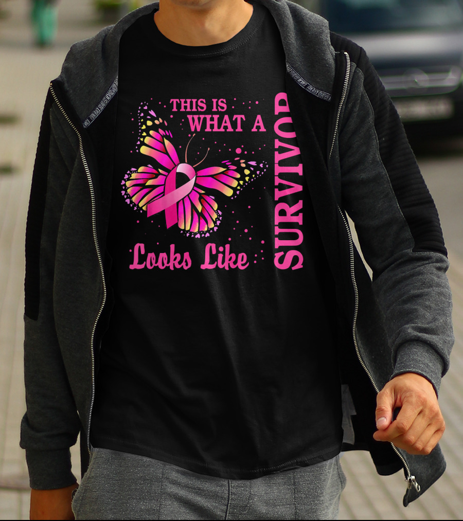 This Is What A Survivor Looks Like Brea Butterfly Pink T-Shirt