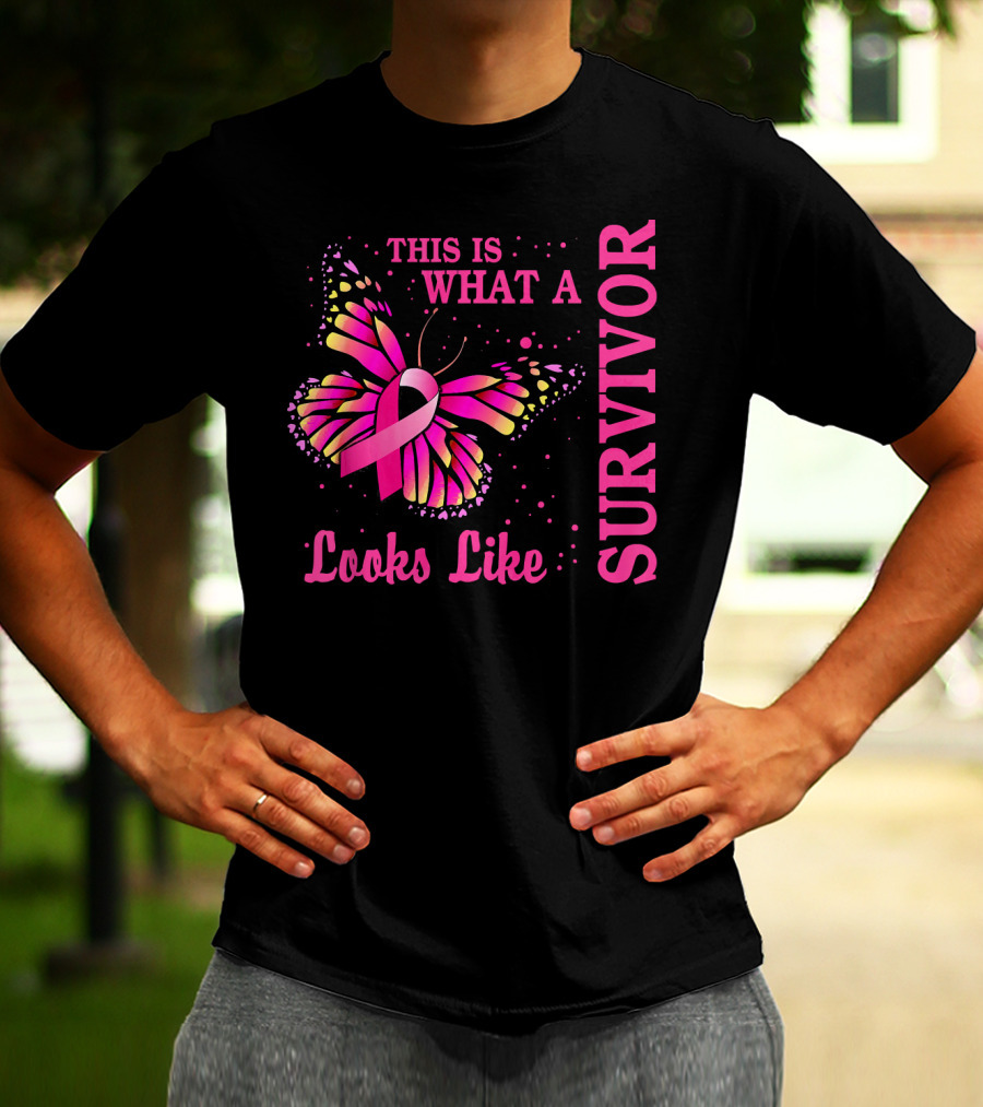 This Is What A Survivor Looks Like Brea Butterfly Pink T-Shirt