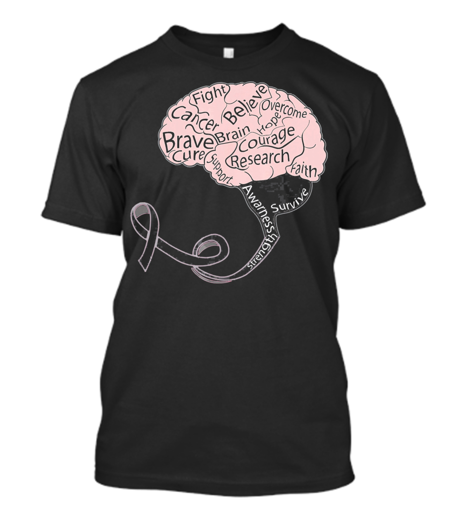 Men And Women Motivation Brain Cancer Fight Believe Brave Awareness Courage Strength Support T-Shirt