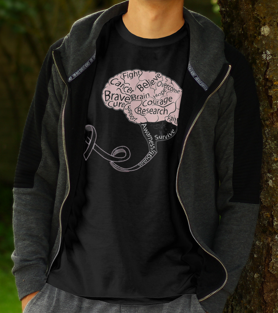 Men And Women Motivation Brain Cancer Fight Believe Brave Awareness Courage Strength Support T-Shirt