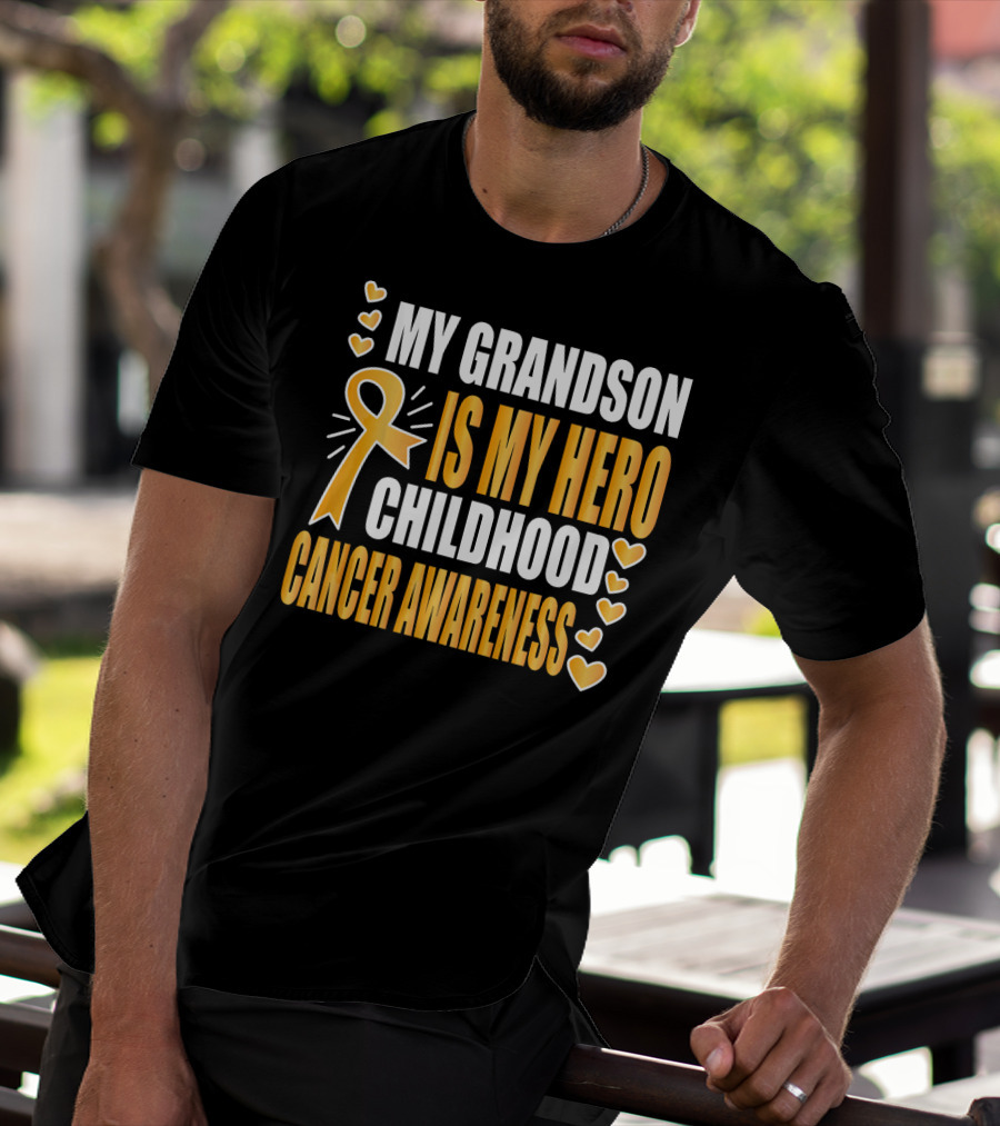 My Grandson Is My Hero Childhood Cancer Awareness T-Shirt