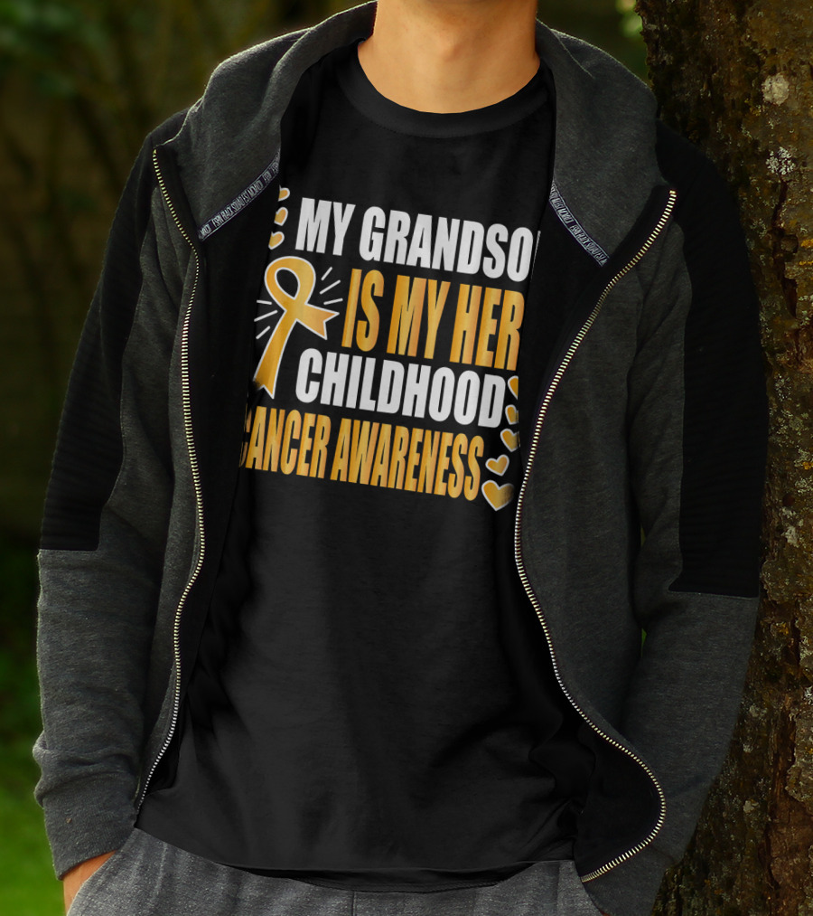 My Grandson Is My Hero Childhood Cancer Awareness T-Shirt