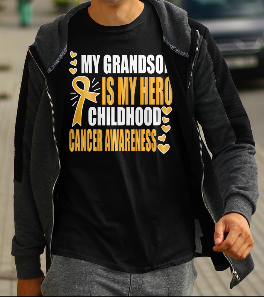 My Grandson Is My Hero Childhood Cancer Awareness T-Shirt