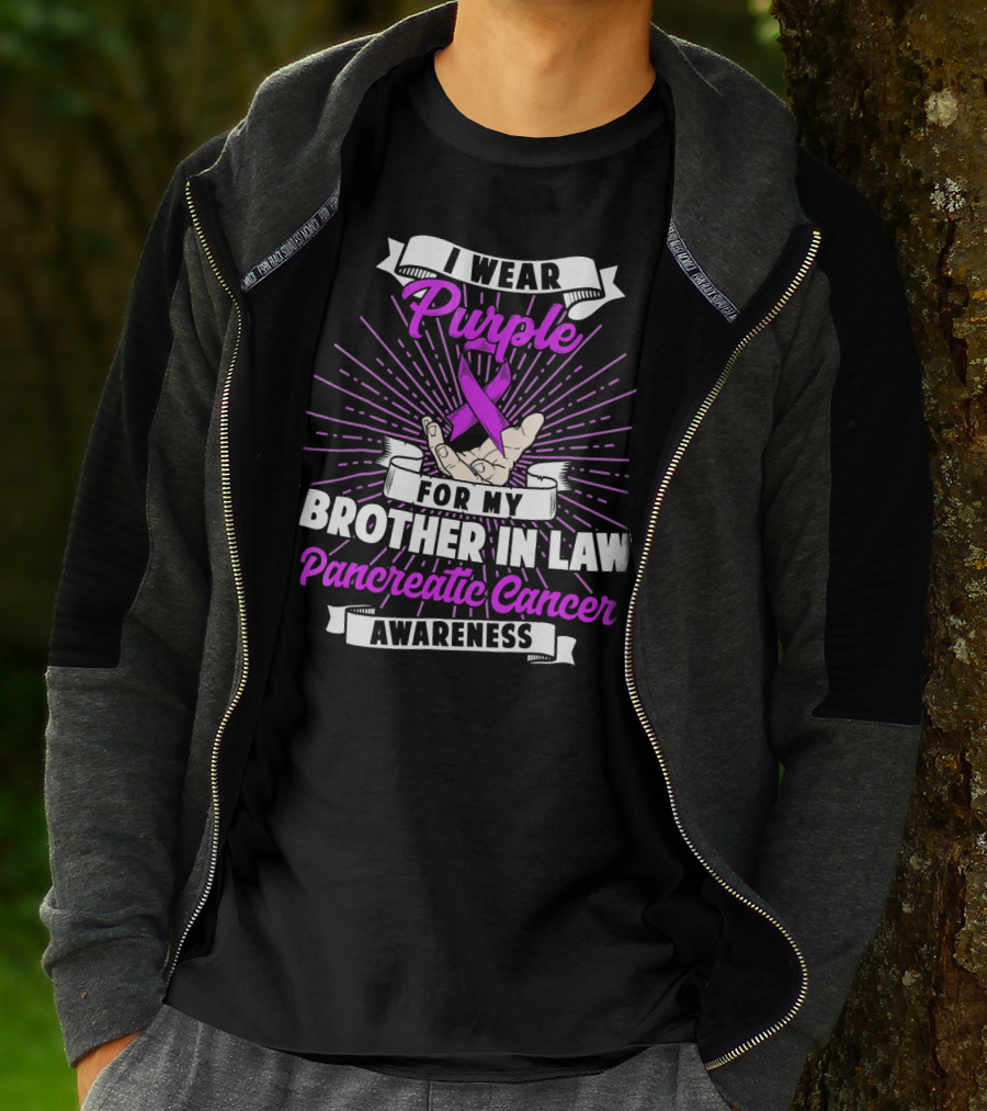 I Wear Purple For My Brother In Law Pancreatic Cancer Awareness T-Shirt