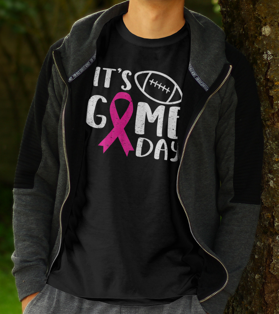 It's Game Day Breast Cancer Awareness Football Pink T-Shirt