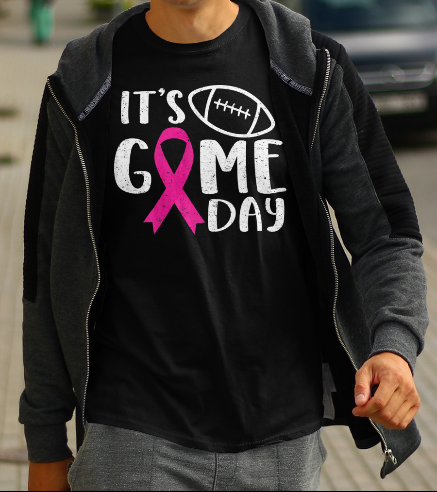 It's Game Day Breast Cancer Awareness Football Pink T-Shirt