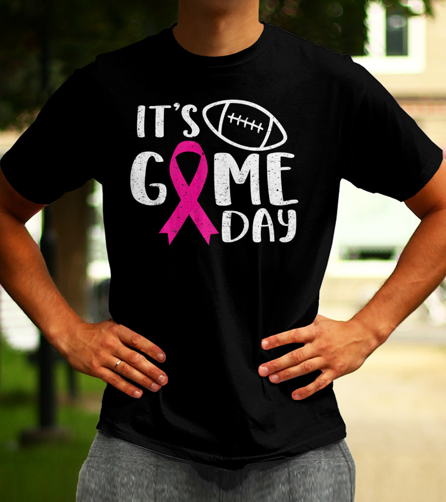 It's Game Day Breast Cancer Awareness Football Pink T-Shirt