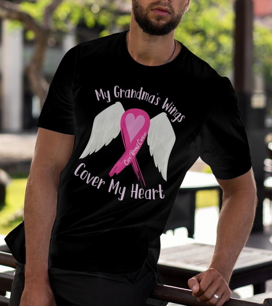 My Grandma's Wings Cure Breast Cancer Cover My Heart T-Shirt
