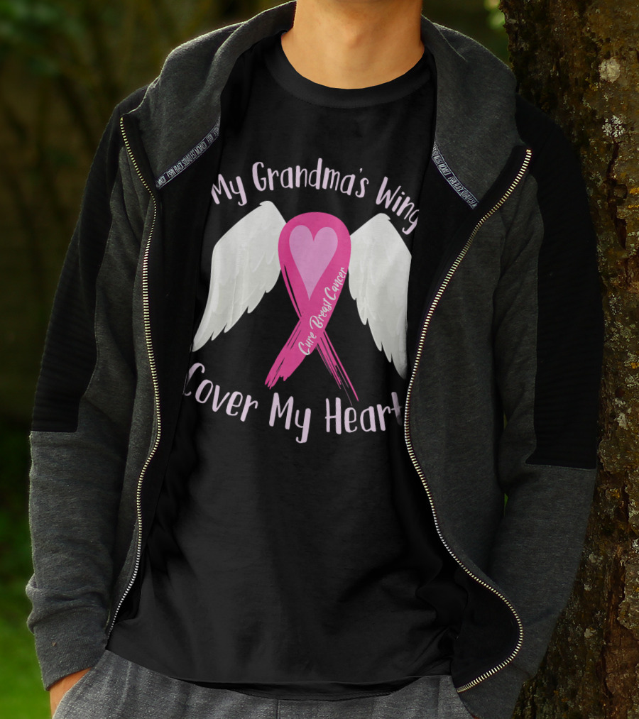 My Grandma's Wings Cure Breast Cancer Cover My Heart T-Shirt