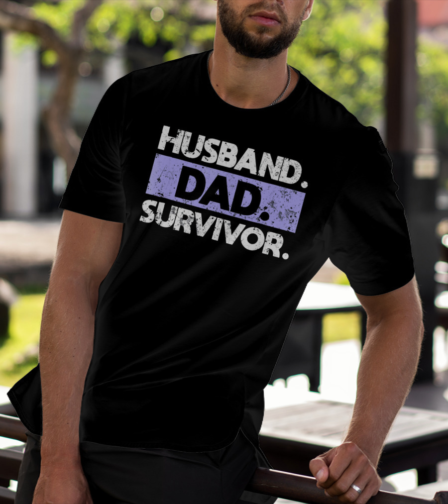 Husband Dad Survivor Cancer Awareness T-Shirt