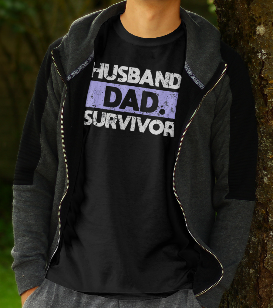 Husband Dad Survivor Cancer Awareness T-Shirt