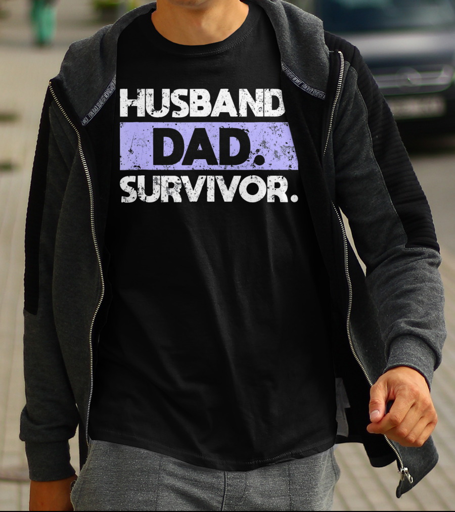 Husband Dad Survivor Cancer Awareness T-Shirt