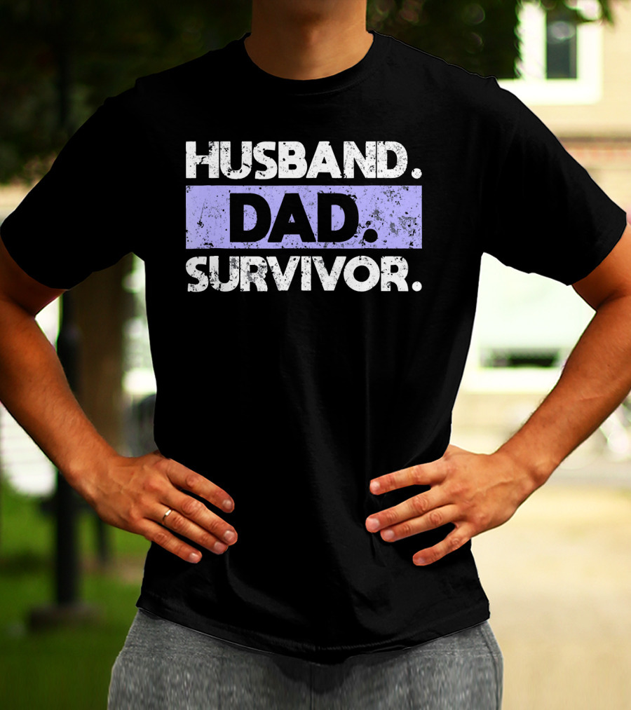 Husband Dad Survivor Cancer Awareness T-Shirt