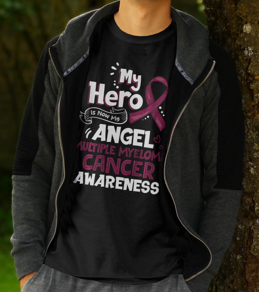 My Hero Is Now My Angel Multiple Myeloma Cancer Awareness T-Shirt