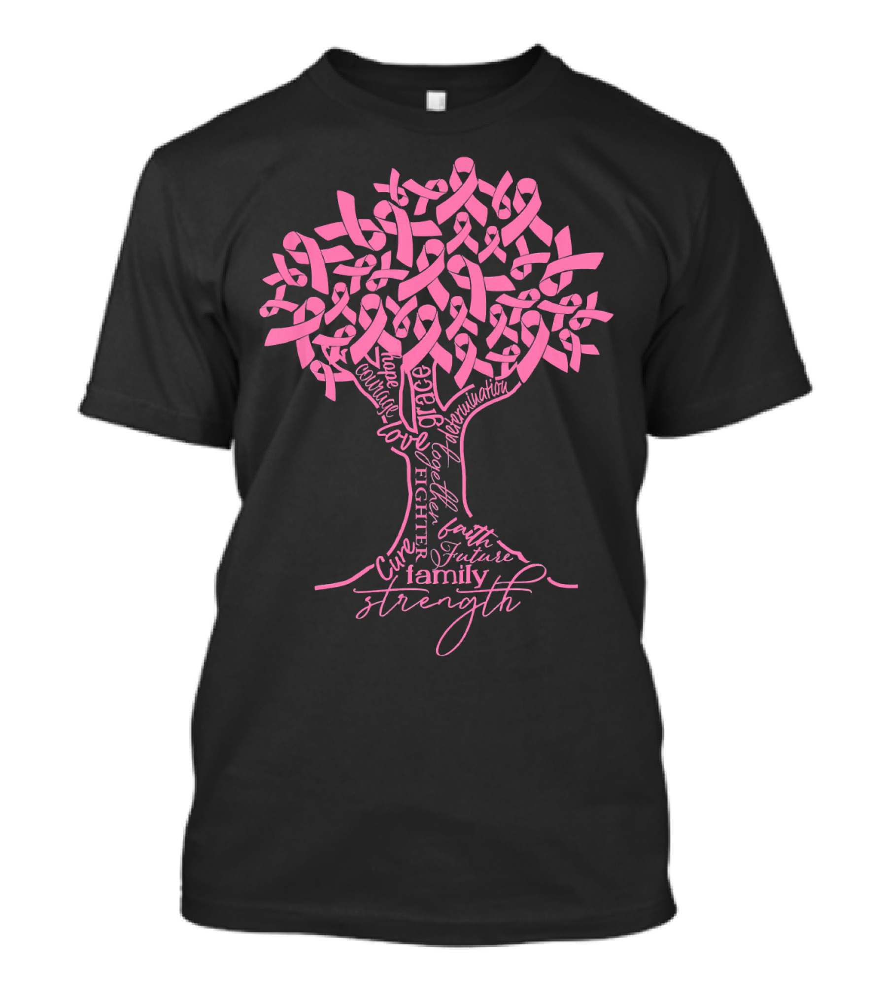 Breast Cancer Awareness Pink Ribbon Tree Strength Hope Family Fighter Cure T-Shirt