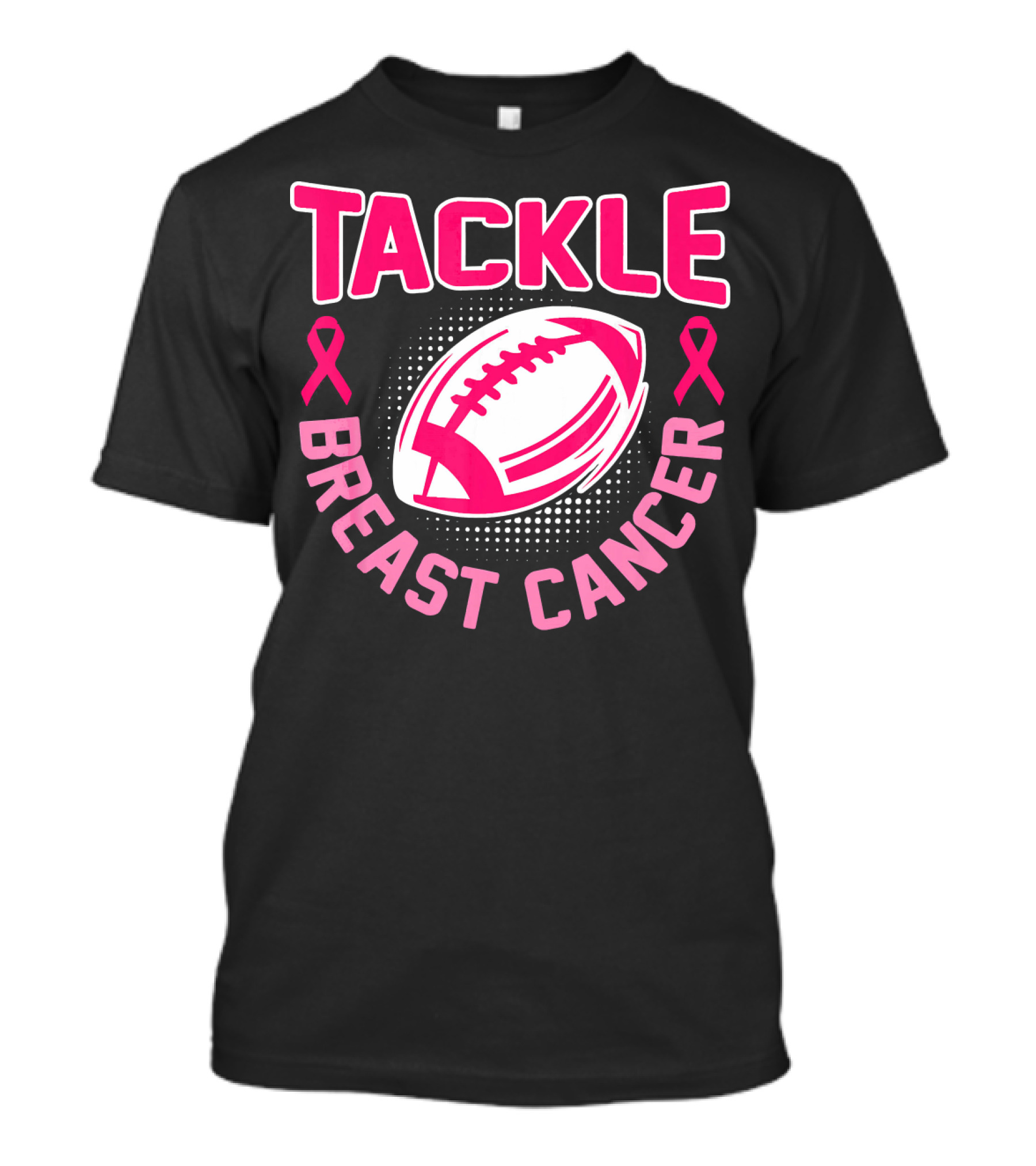 Tackle Breast Cancer Pink Ribbon Awareness Football T-Shirt