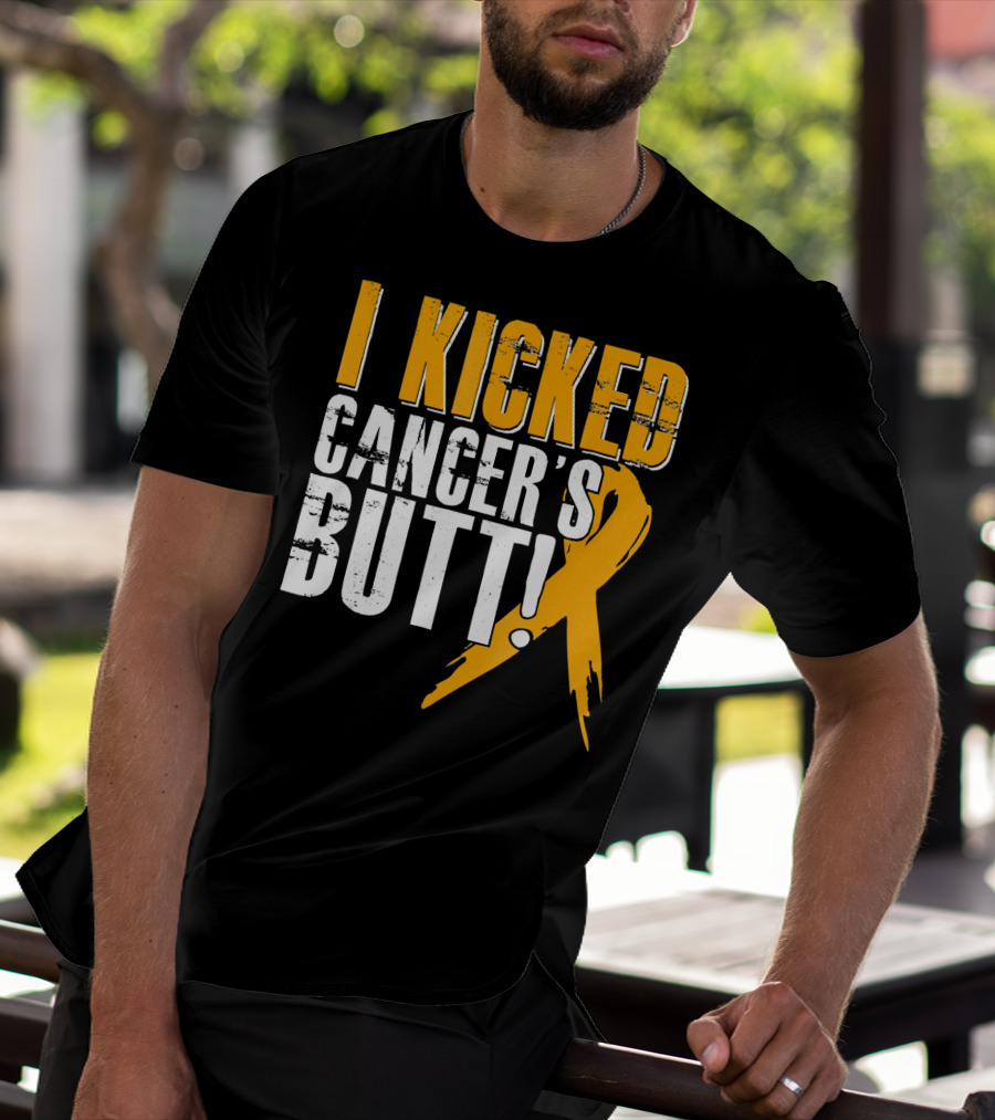 I Kicked Cancer's Butt Childhood Cancer Awareness Survivor T-Shirt