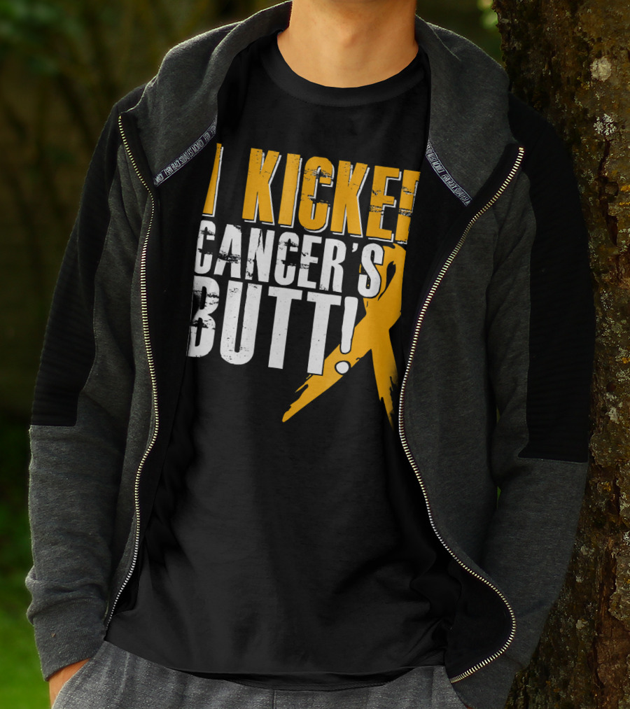 I Kicked Cancer's Butt Childhood Cancer Awareness Survivor T-Shirt