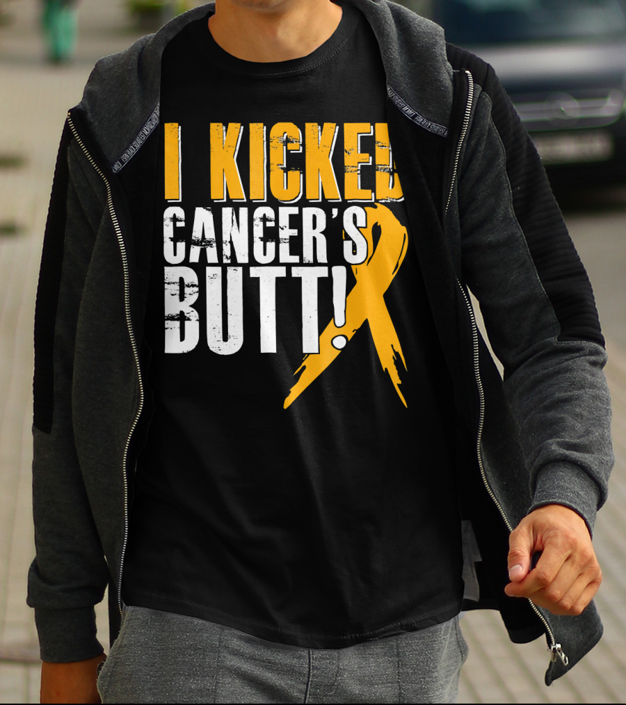 I Kicked Cancer's Butt Childhood Cancer Awareness Survivor T-Shirt