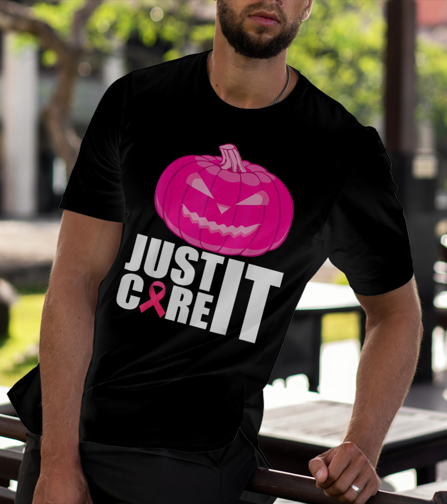 Just Cure It Pink Pumpkin Breast Cancer Awareness T-Shirt