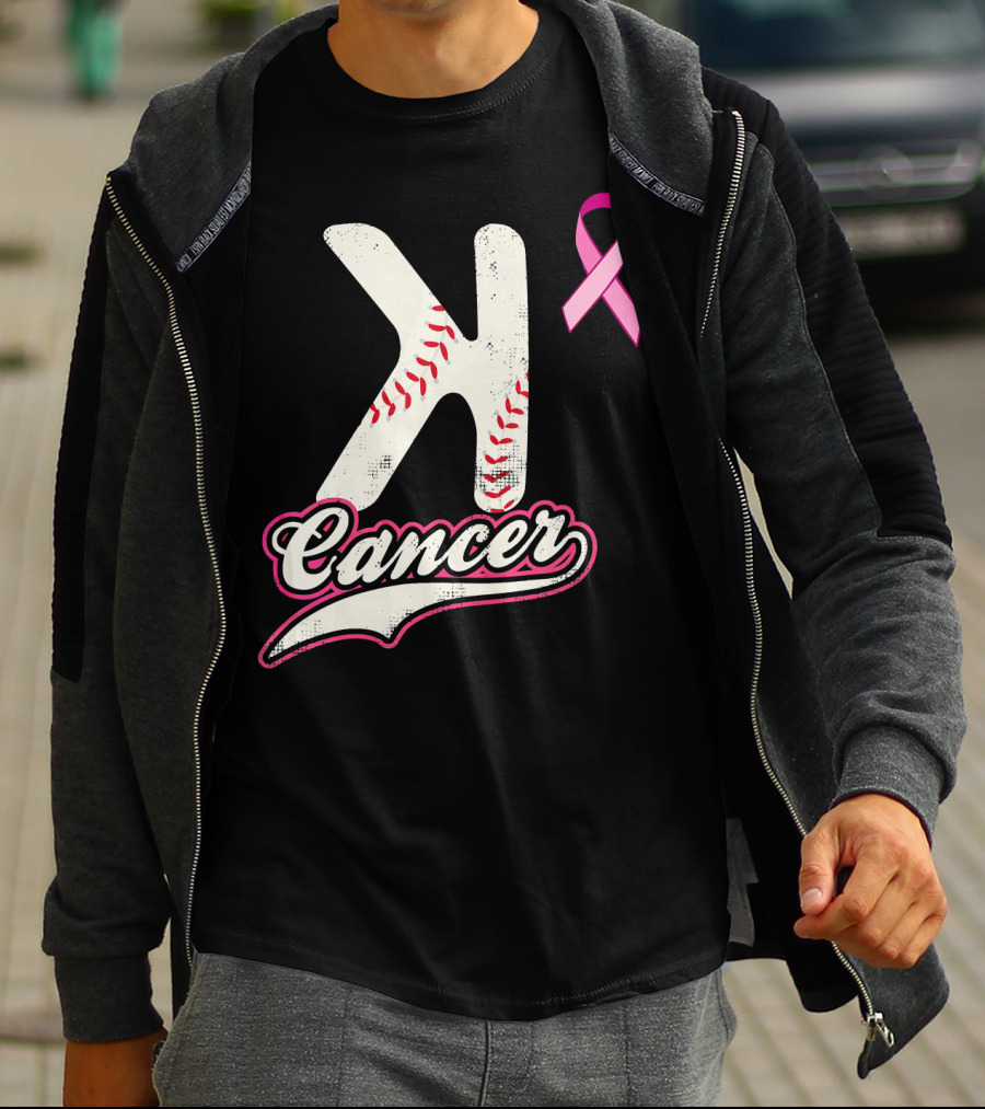 StriKe Out Cancer Baseball Pink Ribbon Support T-Shirt