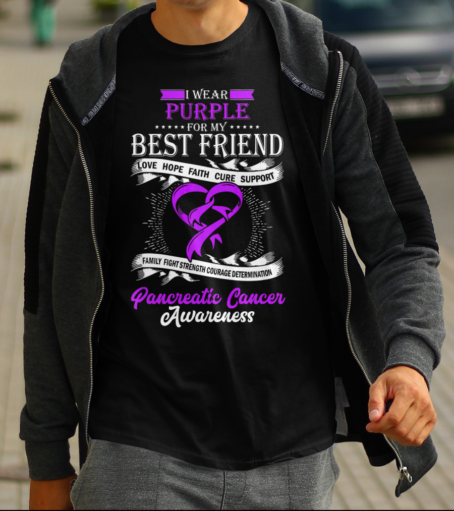 I Wear Purple For My Best Friend Pancreatic Cancer Awareness T-Shirt