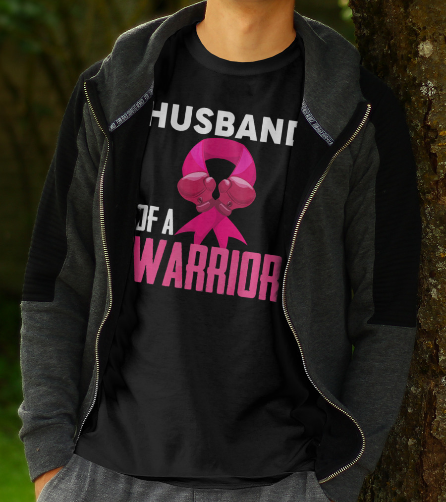 Husband Of A Warrior Breast Cancer Awareness Boxing Gloves T-Shirt