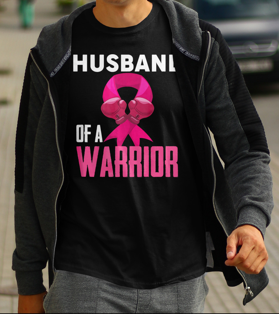 Husband Of A Warrior Breast Cancer Awareness Boxing Gloves T-Shirt