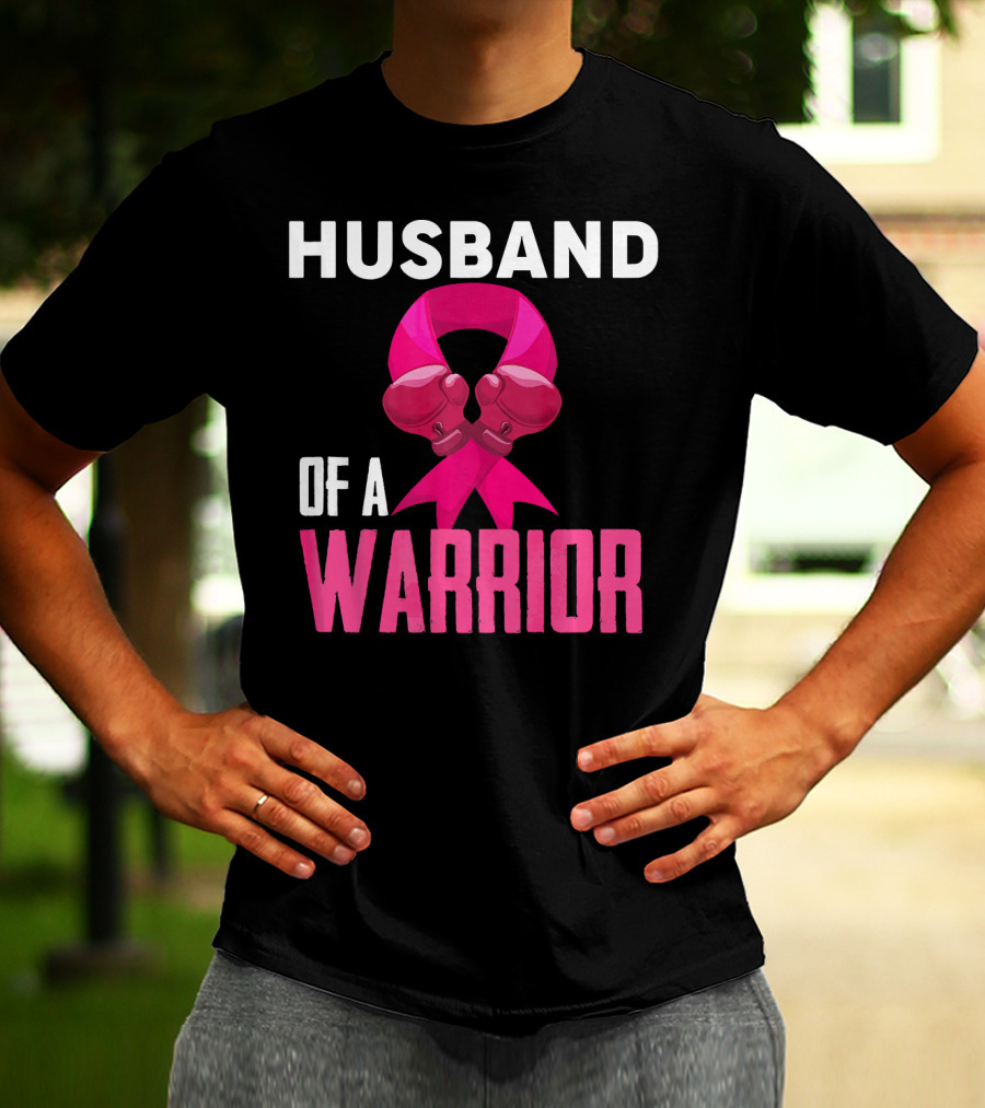 Husband Of A Warrior Breast Cancer Awareness Boxing Gloves T-Shirt