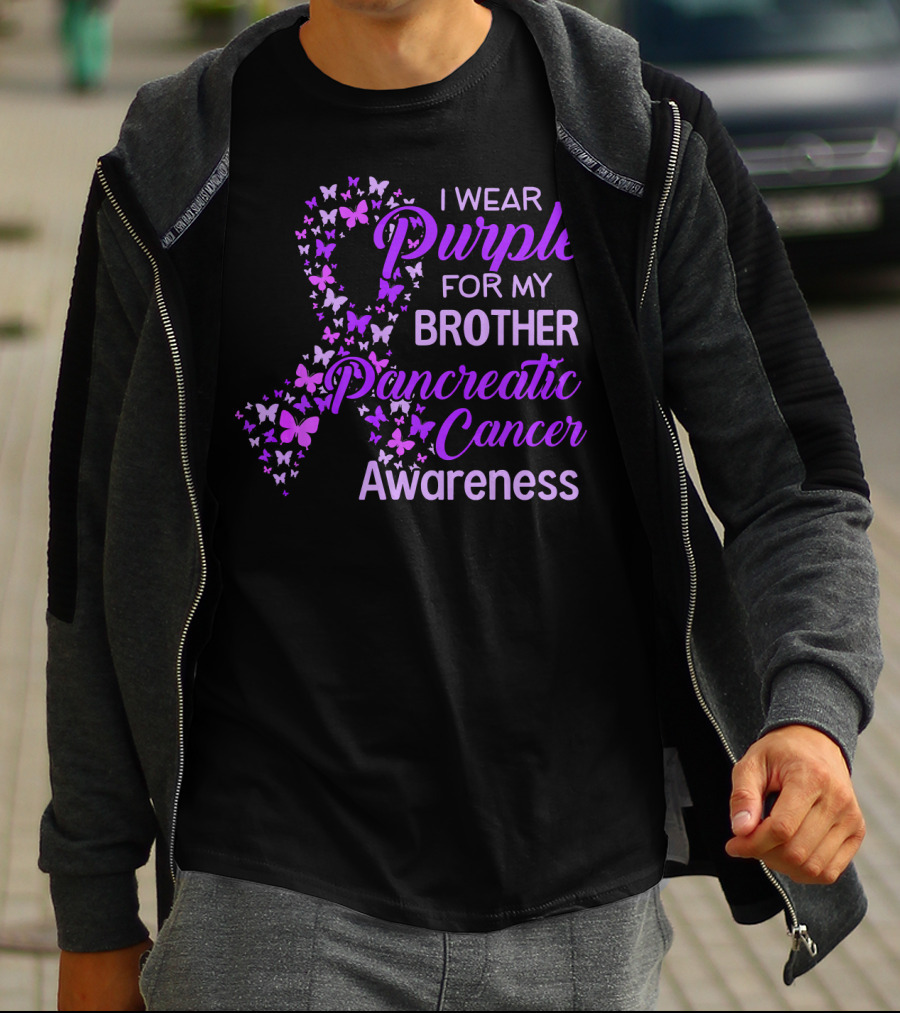 I Wear Purple For My Brother Pancreatic Cancer Awareness T-Shirt