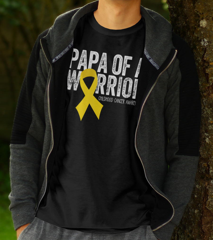 Papa Of A Warrior Childhood Cancer Awareness T-Shirt