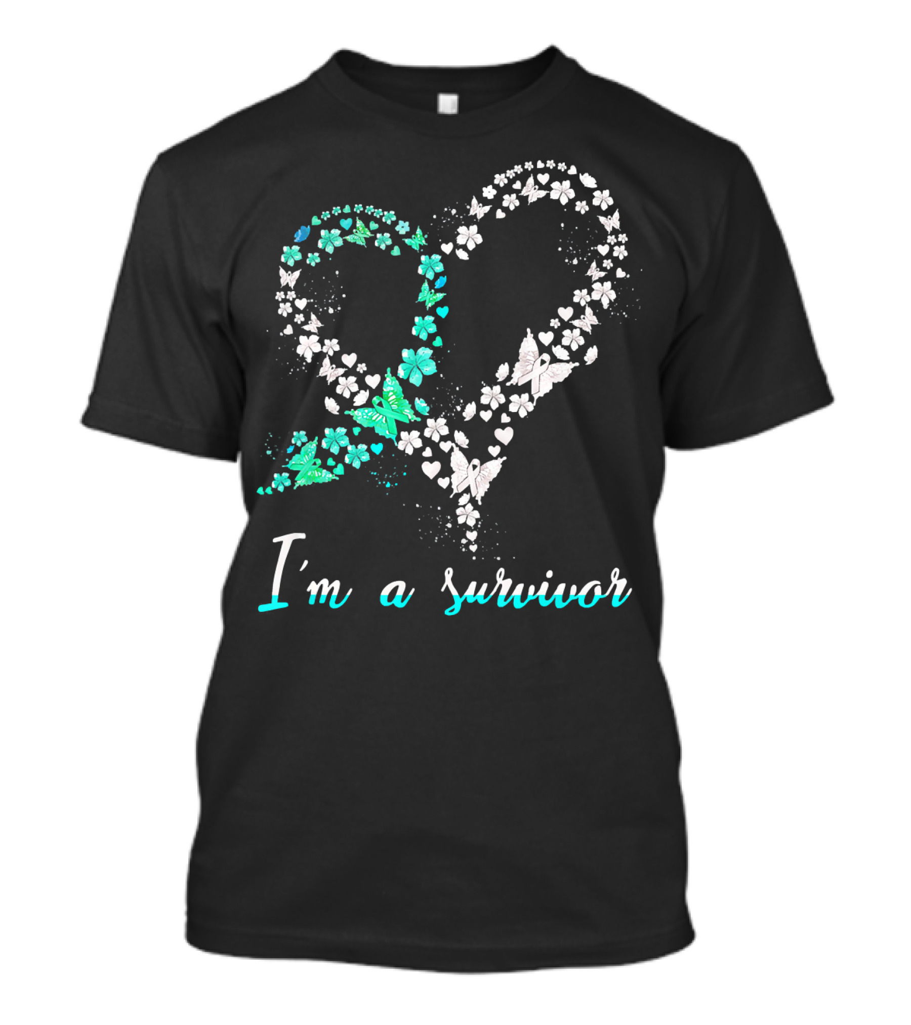 I'm A Survivor Heart Butterfly Floral Cervical Cancer Awareness T-Shirt