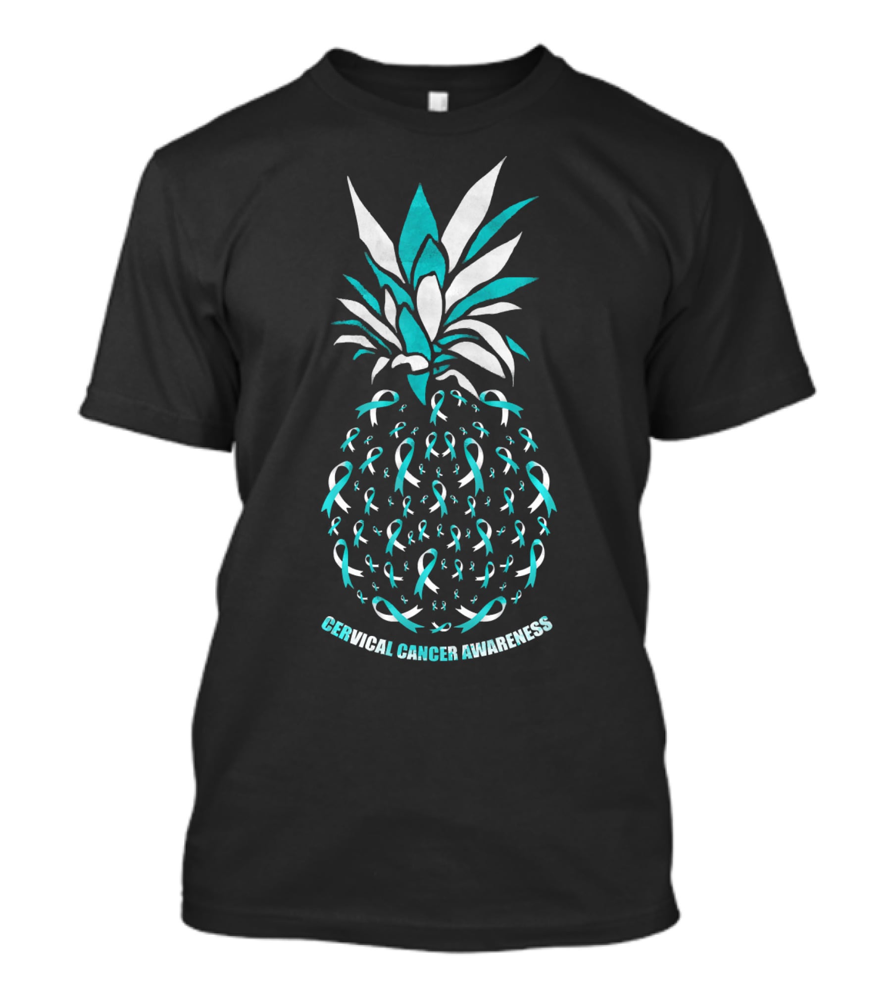 Cervical Cancer Awareness Pineapple With Ribbons T-Shirt