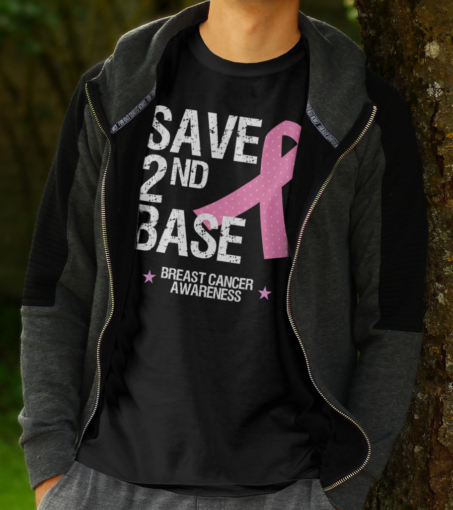 Save 2nd Base Breast Cancer Awareness Pink T-Shirt