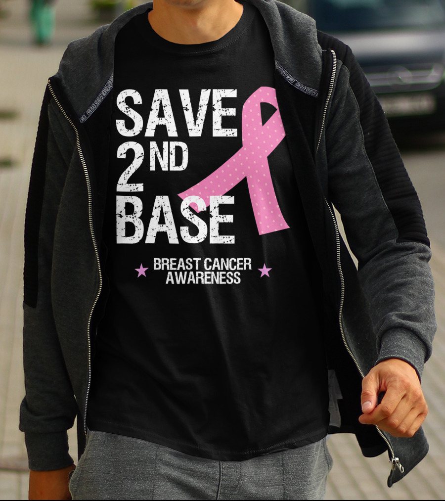 Save 2nd Base Breast Cancer Awareness Pink T-Shirt