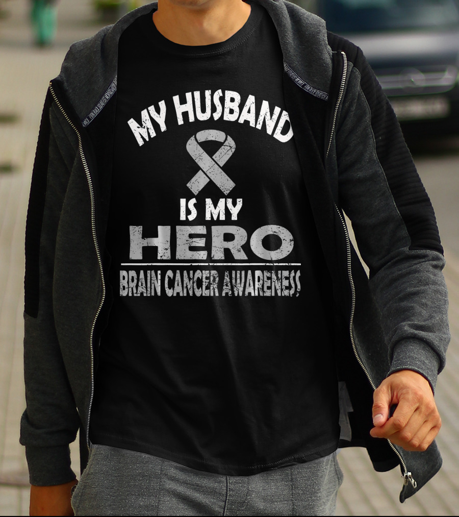 MY HUSBAND IS MY HERO BRAIN CANCER AWARENESS T-Shirt