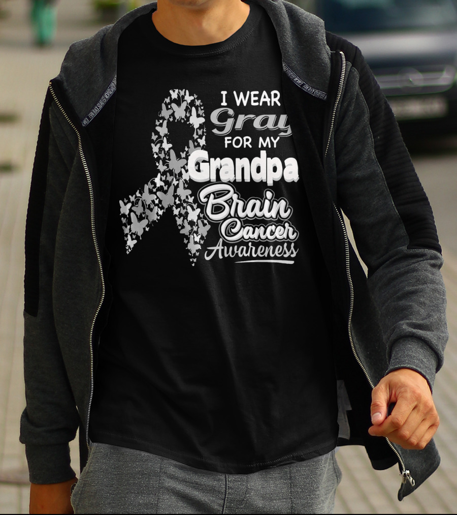 I Wear Gray For My Grandpa Brain Cancer Awareness T-Shirt
