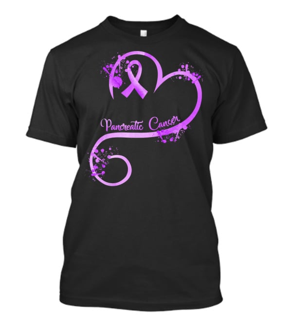 Heart Ribbon Pancreatic Cancer Awareness T-Shirt