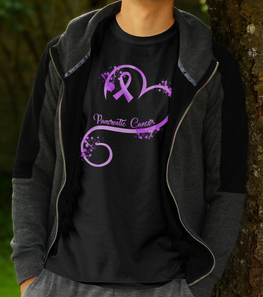 Heart Ribbon Pancreatic Cancer Awareness T-Shirt