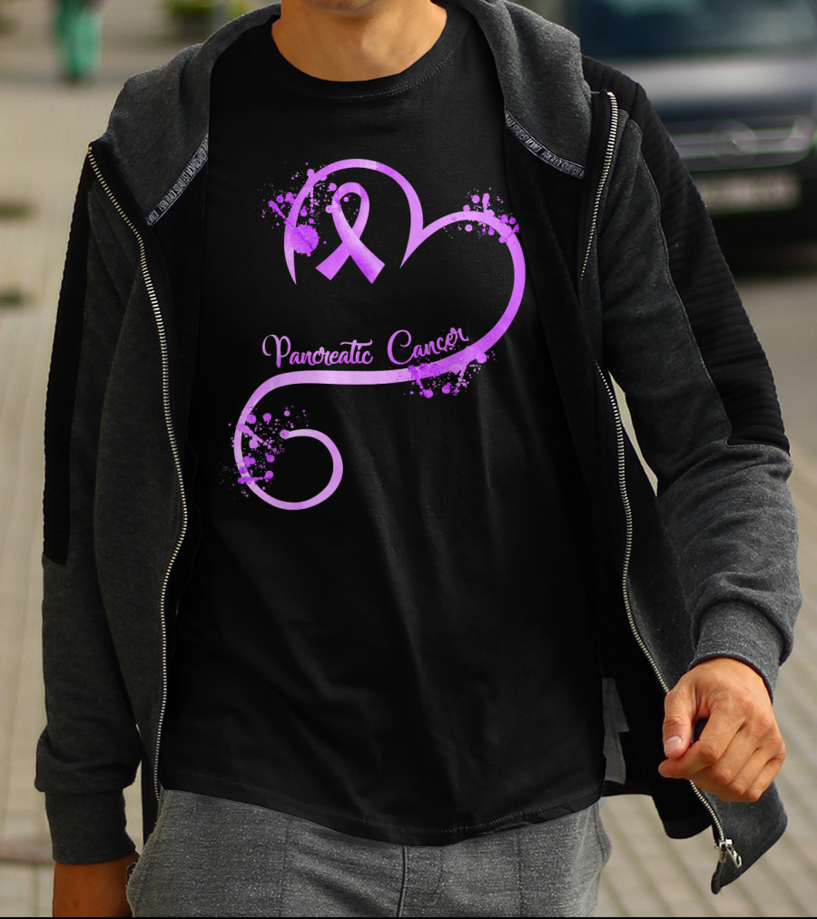 Heart Ribbon Pancreatic Cancer Awareness T-Shirt