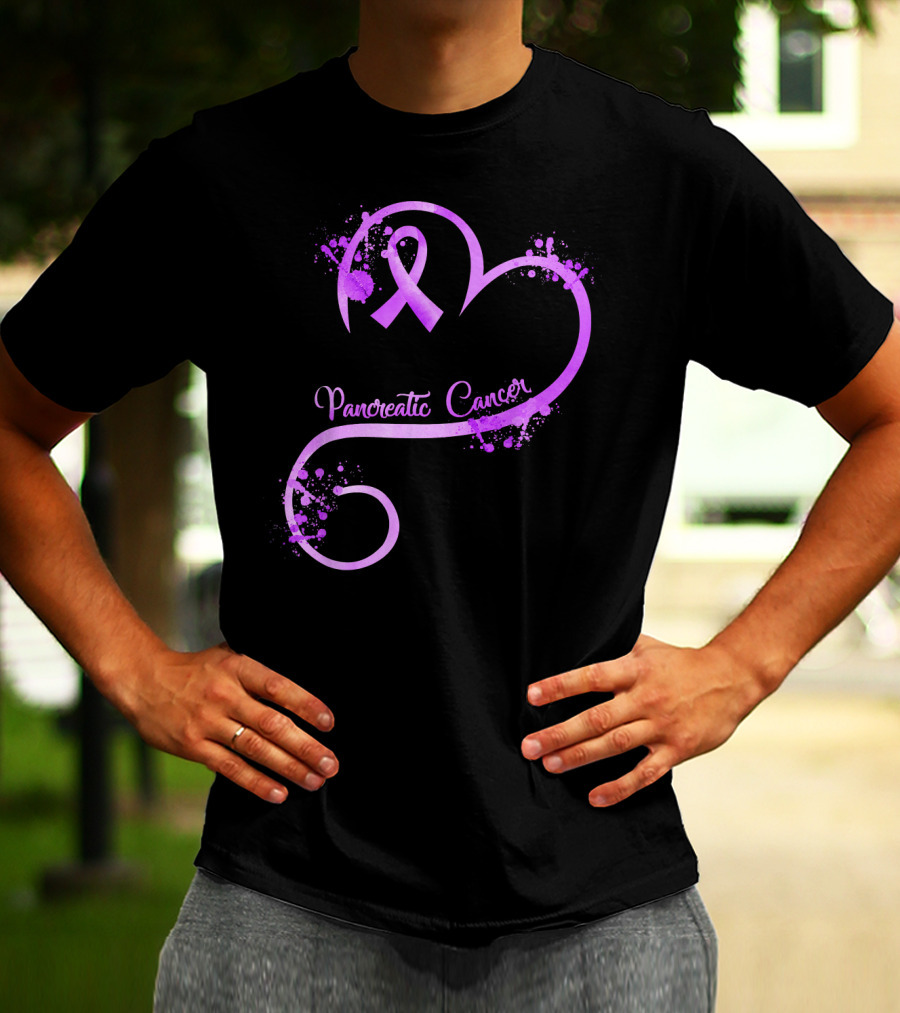 Heart Ribbon Pancreatic Cancer Awareness T-Shirt