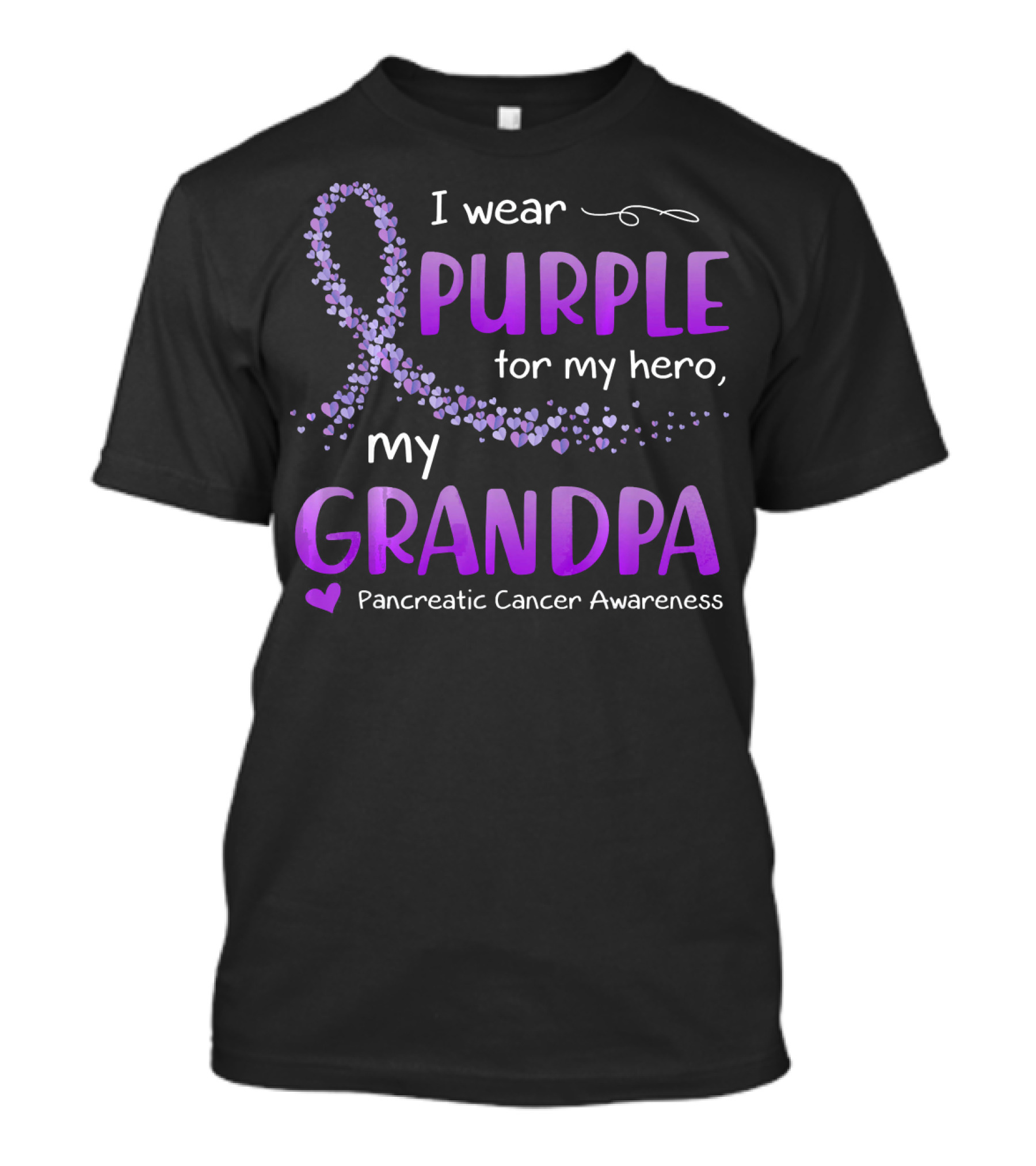 I Wear Purple For My Hero, My Grandpa Pancreatic Cancer Awareness T-Shirt